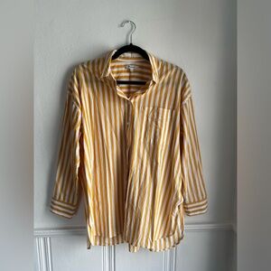 MADEWELL - The Signature Polpin Oversized Shirt - Yellow Striped- Size SMALL